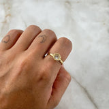 Hexagonal Halo Solitaire Ring 2gr / Size 6 3/4 / White Zircons 18K Yellow Gold