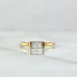 Solitaire Ring Central Rectangle 1.3gr / Size 5 3/4 / White Zircon Yellow Gold 18K