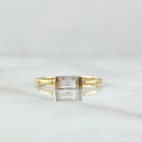 Solitaire Ring Central Rectangle 1.3gr / Size 5 3/4 / White Zircon Yellow Gold 18K