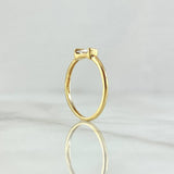 Solitaire Ring Central Rectangle 1.3gr / Size 5 3/4 / White Zircon Yellow Gold 18K