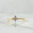 Dotted Flower Ring Spheres 1.2gr / Size 7 3/4 / White Zircons 18K Yellow Gold