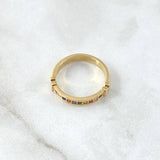 Bear Track Ring TS 3.15gr / T6 1/4 / Multicolor Zircons 18K Yellow Gold