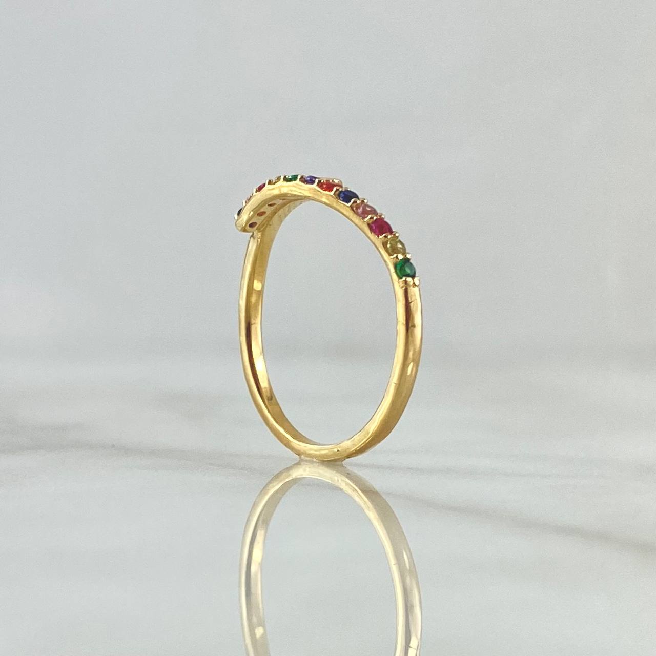 Wavy Lines Ring 2gr / T7 1/4 / Multicolor Zircons 18K Yellow Gold