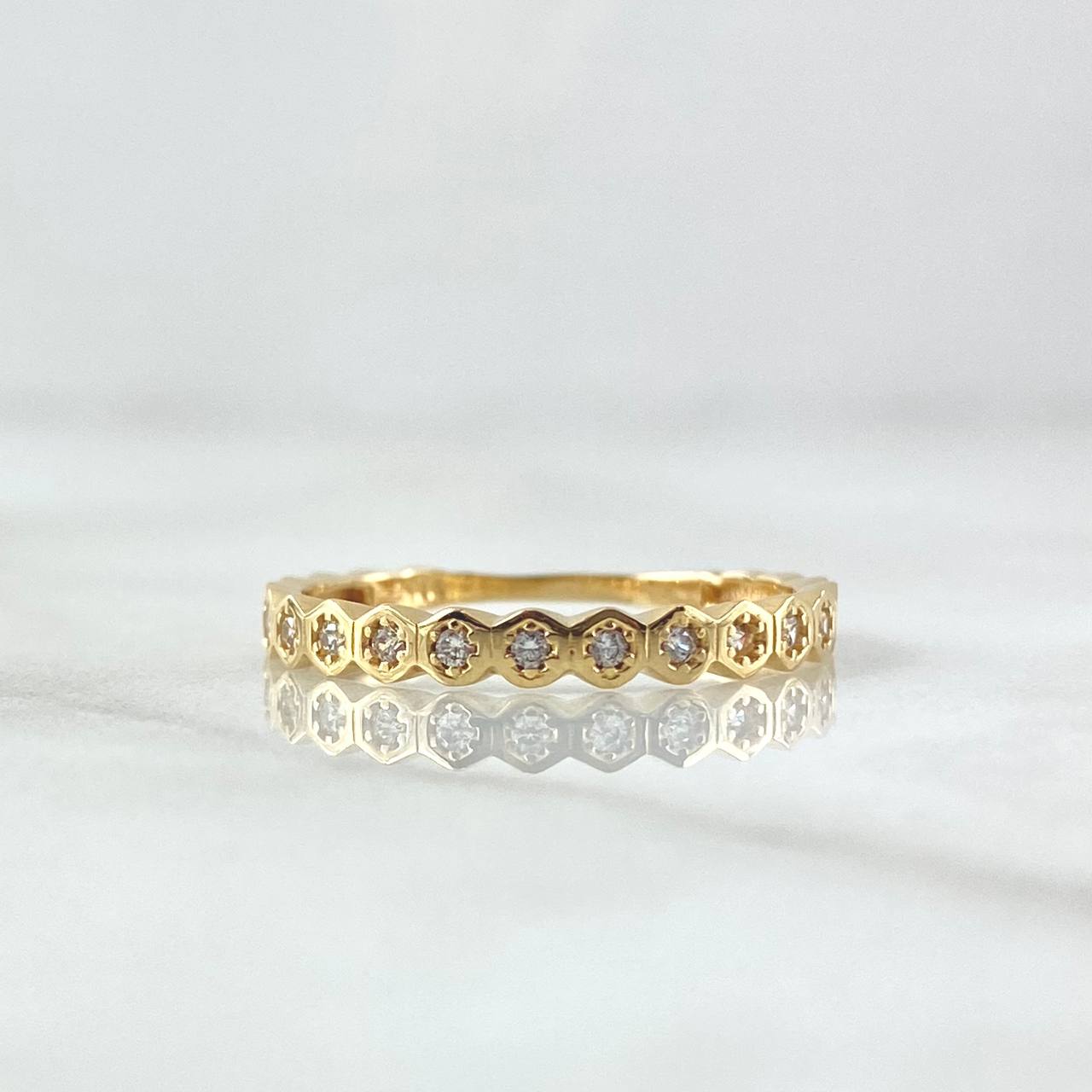 Partial Multi-Eye Ring 1.7gr / Size 7 / White Zircons 18K Yellow Gold