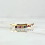 Wavy Lines Ring 2gr / T7 1/4 / Multicolor Zircons 18K Yellow Gold