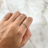 Wavy Lines Ring 2gr / T7 1/4 / Multicolor Zircons 18K Yellow Gold