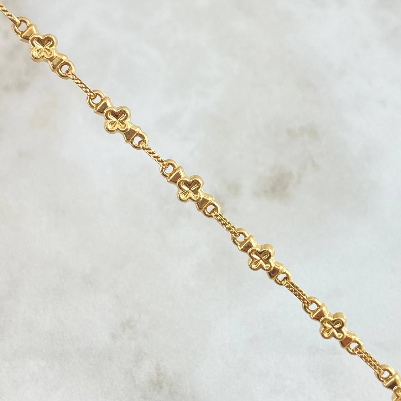 Rustic Flowered Chain 11.25gr / 60cm / 5mm Diamond Cut 18K Yellow Gold