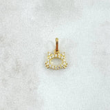 Dije Cara de Gato Silueta 0.4gr / 1.2cm / Circones Blancos Oro Amarillo 18K