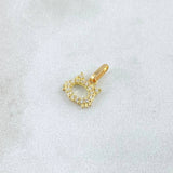Dije Cara de Gato Silueta 0.4gr / 1.2cm / Circones Blancos Oro Amarillo 18K