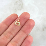 Dije Cara de Gato Silueta 0.4gr / 1.2cm / Circones Blancos Oro Amarillo 18K