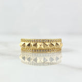 Ring with Rhombic Spikes 4gr / Size 7 / White Zircons 18K Yellow Gold