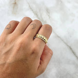 Ring with Rhombic Spikes 4gr / Size 7 / White Zircons 18K Yellow Gold