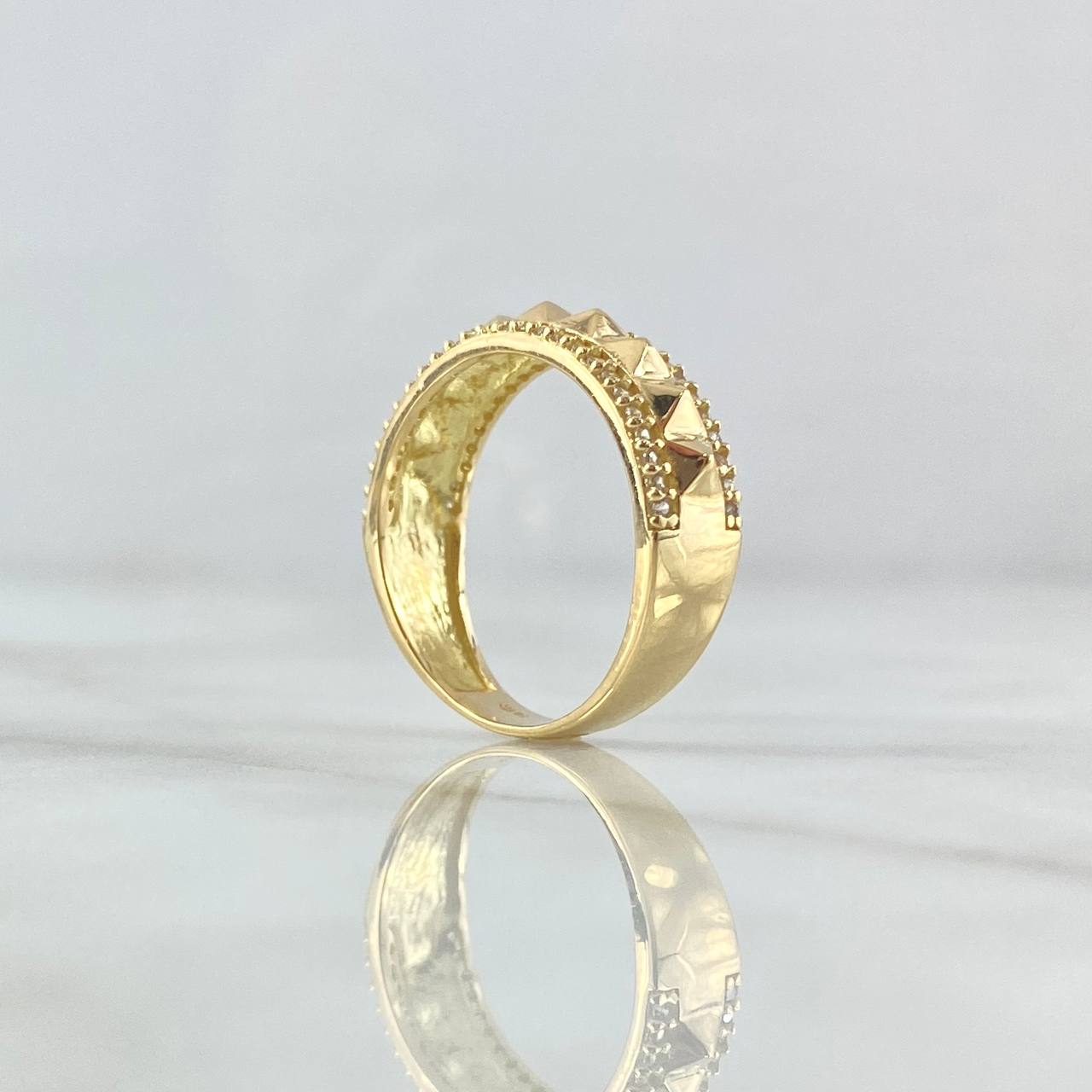 Ring with Rhombic Spikes 4gr / Size 7 / White Zircons 18K Yellow Gold