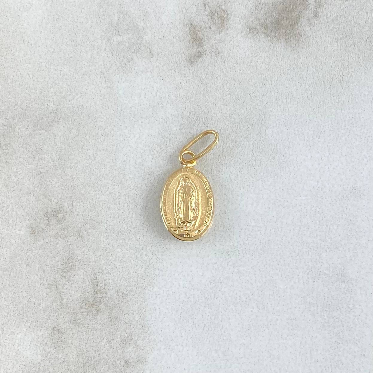 Dije Virgen Guadalupe 0.4gr / 1.8cm / Troquelado - Ovalo Mate Oro Amarillo 18K