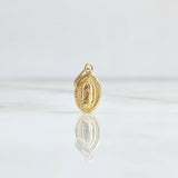 Dije Virgen Guadalupe 0.4gr / 1.8cm / Troquelado - Ovalo Mate Oro Amarillo 18K