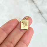 Pendant Rectangular Cross Christ Plate 1gr / 2cm / Textured 18K Yellow Gold ©