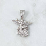 Pendant San Miguel Archangel 6.05gr / 3.4cm / White Zirconia 18K White Gold
