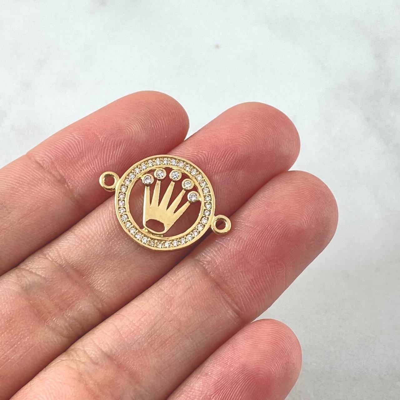 Charm Circle Crown 2.1gr / 2.2cm / White Zircons 18K Yellow Gold