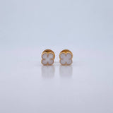 Stud Earrings Clover VCyA 0.7gr / Electrostatic White Yellow Gold 18K $