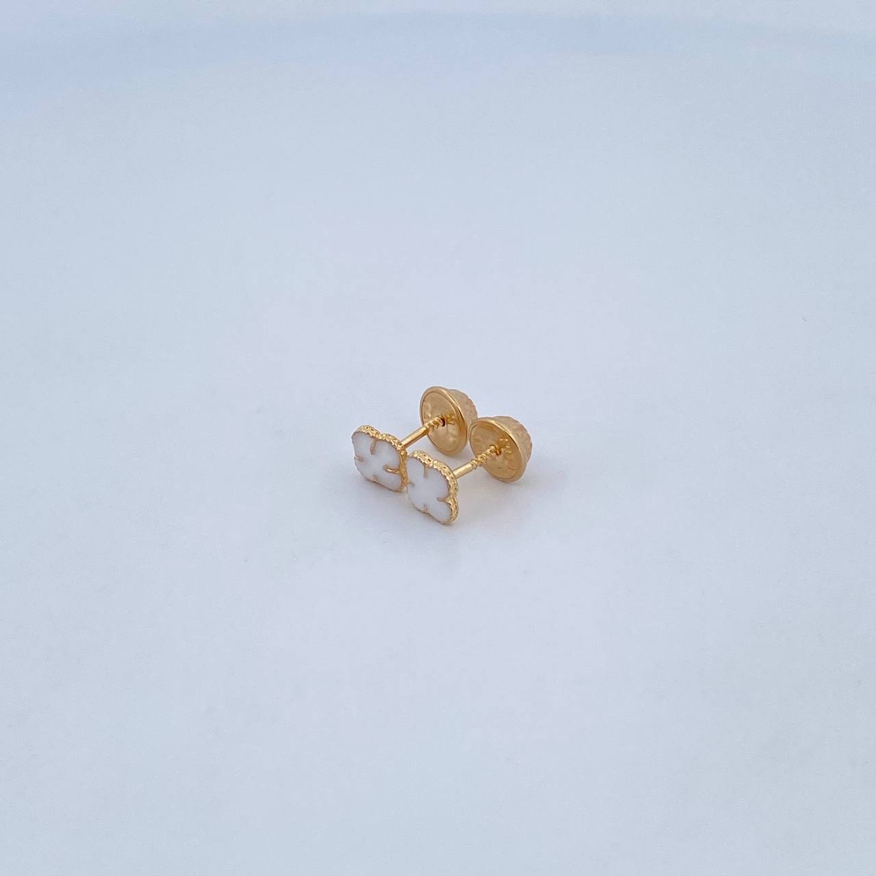 Stud Earrings Clover VCyA 0.7gr / Electrostatic White Yellow Gold 18K $