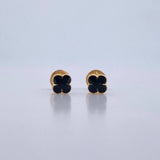 Stud Earrings Clover VCyA 0.7gr / Electrostatic Black Yellow Gold 18K $