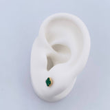 Stud Earrings Clover 0.7gr / Electrostatic Green Yellow Gold 18K $