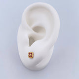 Stud Earrings Clover 0.85gr / Fuchsia Zircons 18K Yellow Gold $
