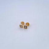 Stud Earrings Clover 0.9gr / Blue Zircons 18K Yellow Gold $