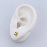 Stud Earrings Clover 0.9gr / Blue Zircons 18K Yellow Gold $