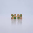 Stud Earrings Flower 1.1gr / White Green Zircons 18K Yellow Gold &