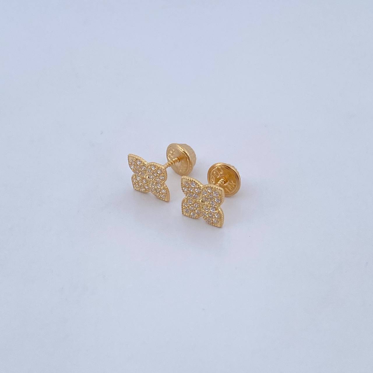 Topos Flor 1.15gr / Circones Blancos Oro Amarillo 18K $