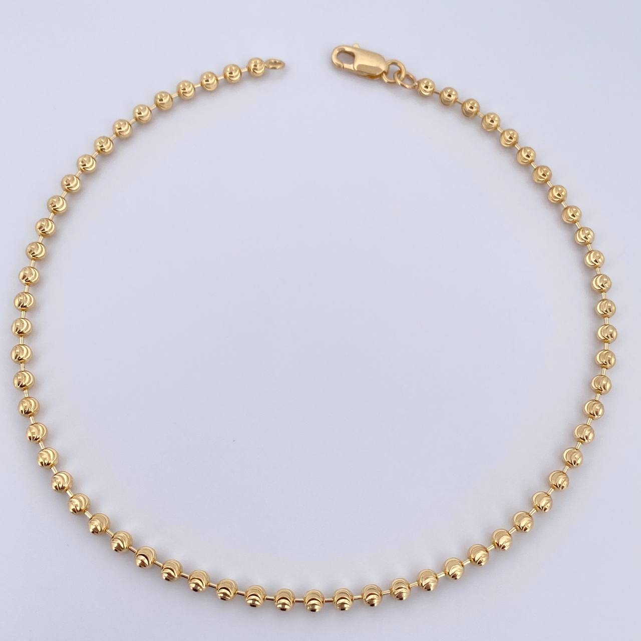 Tobillera Militar 7.65gr / 25.8cm / 3mm Diamantada Luna Oro Amarillo +3 18K &