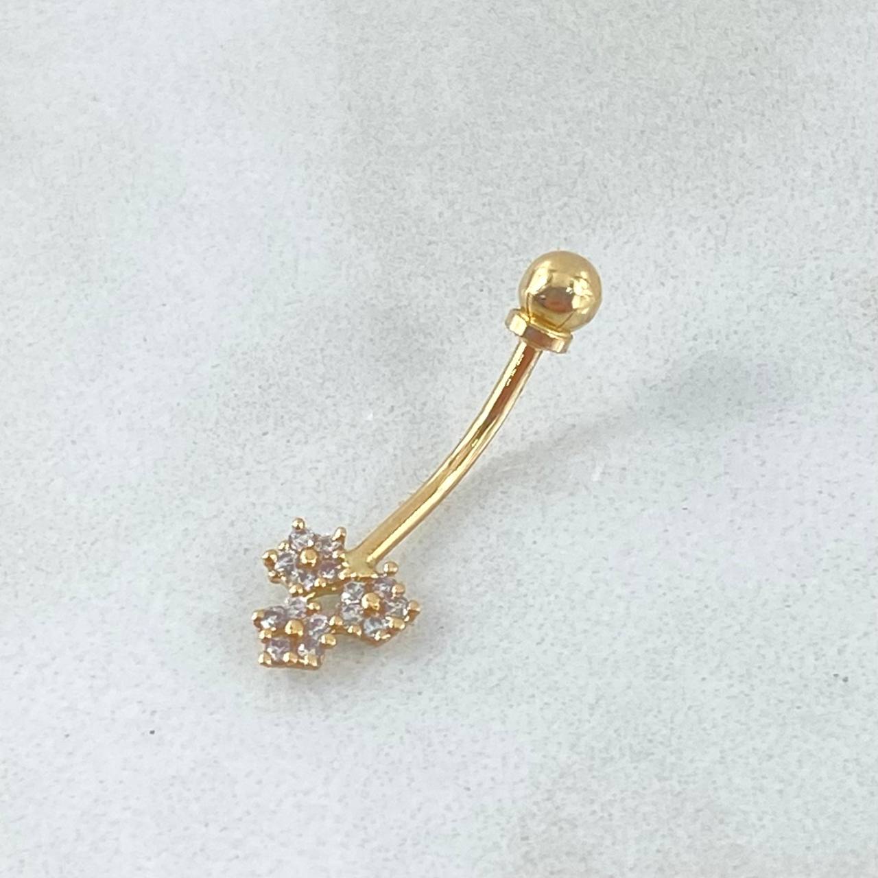 Navel Piercing Flowers 0.45gr / 2cm / Special Pearl 18K Gold *
