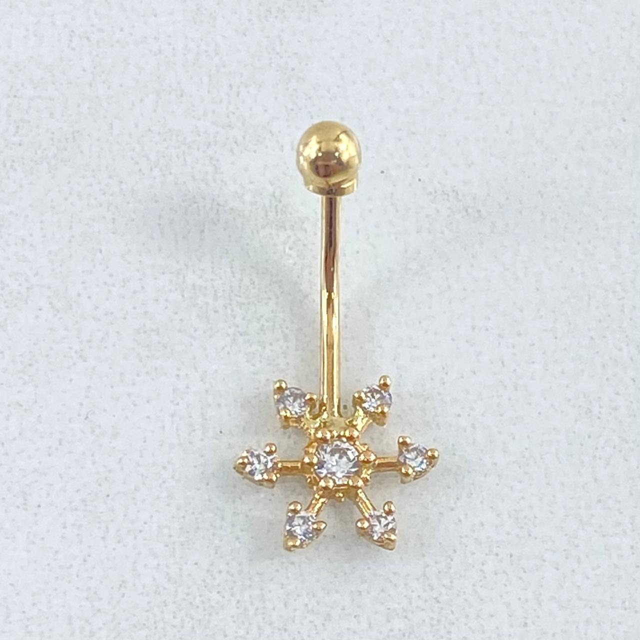 Navel Flower Piercing 0.65gr / 2cm / Special Pearl 18K Gold *
