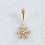 Navel Flower Piercing 0.65gr / 2cm / Special Pearl 18K Gold *