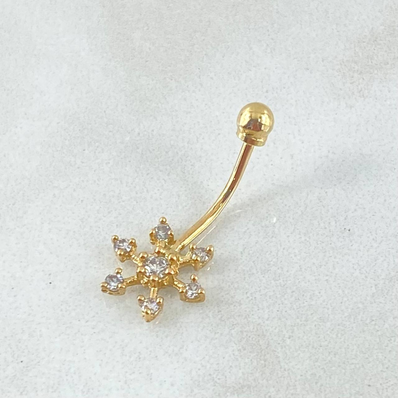 Navel Flower Piercing 0.65gr / 2cm / Special Pearl 18K Gold *