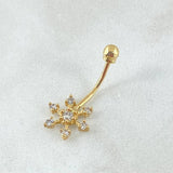 Navel Flower Piercing 0.65gr / 2cm / Special Pearl 18K Gold *