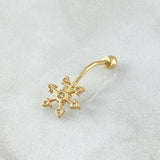 Navel Flower Piercing 0.65gr / 2cm / Special Pearl 18K Gold *