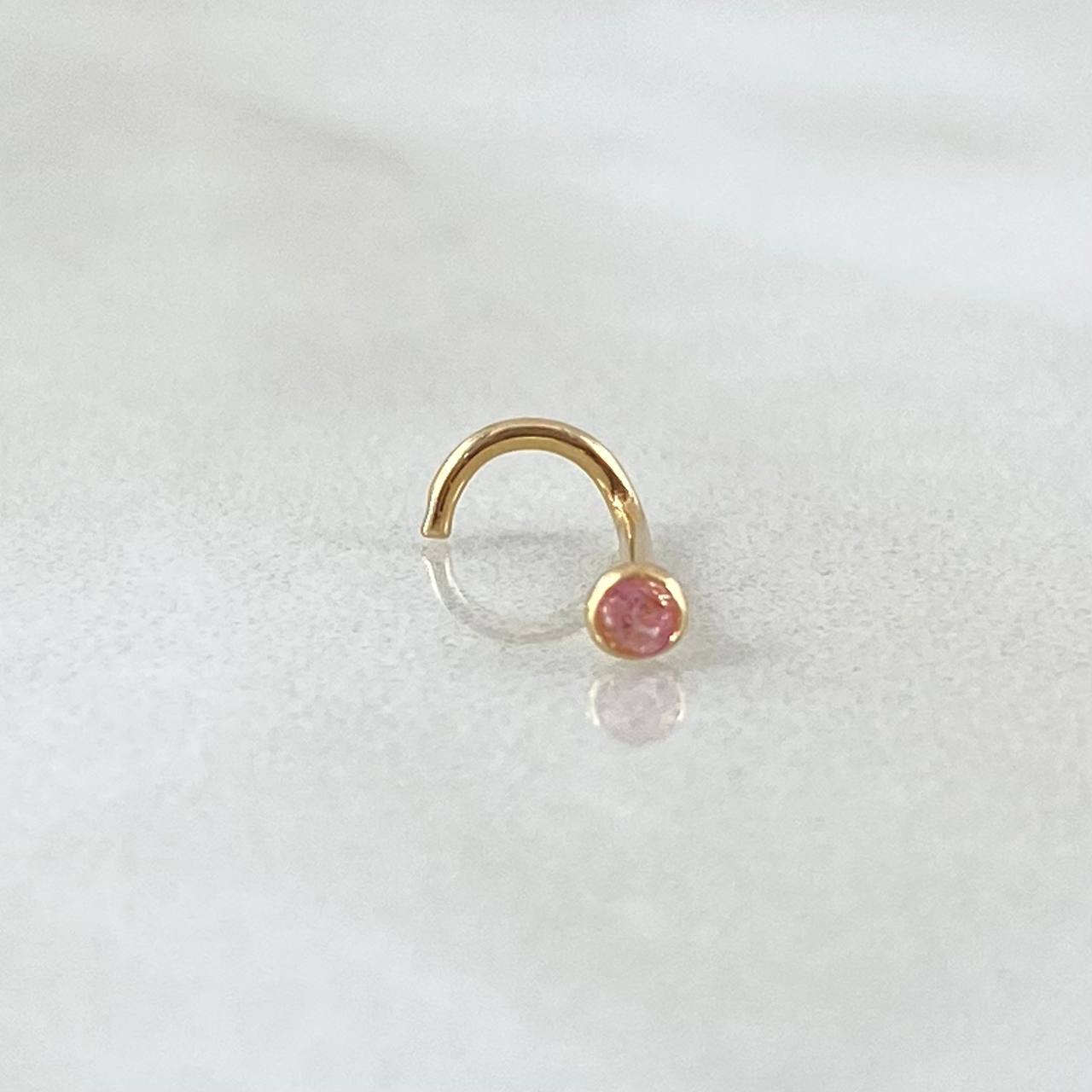 Sparkle Pink Zircon Piercing 0.15gr / 1cm / Special Birth 18K Gold *