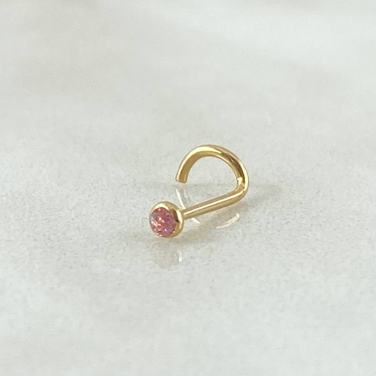 Sparkle Pink Zircon Piercing 0.15gr / 1cm / Special Birth 18K Gold *