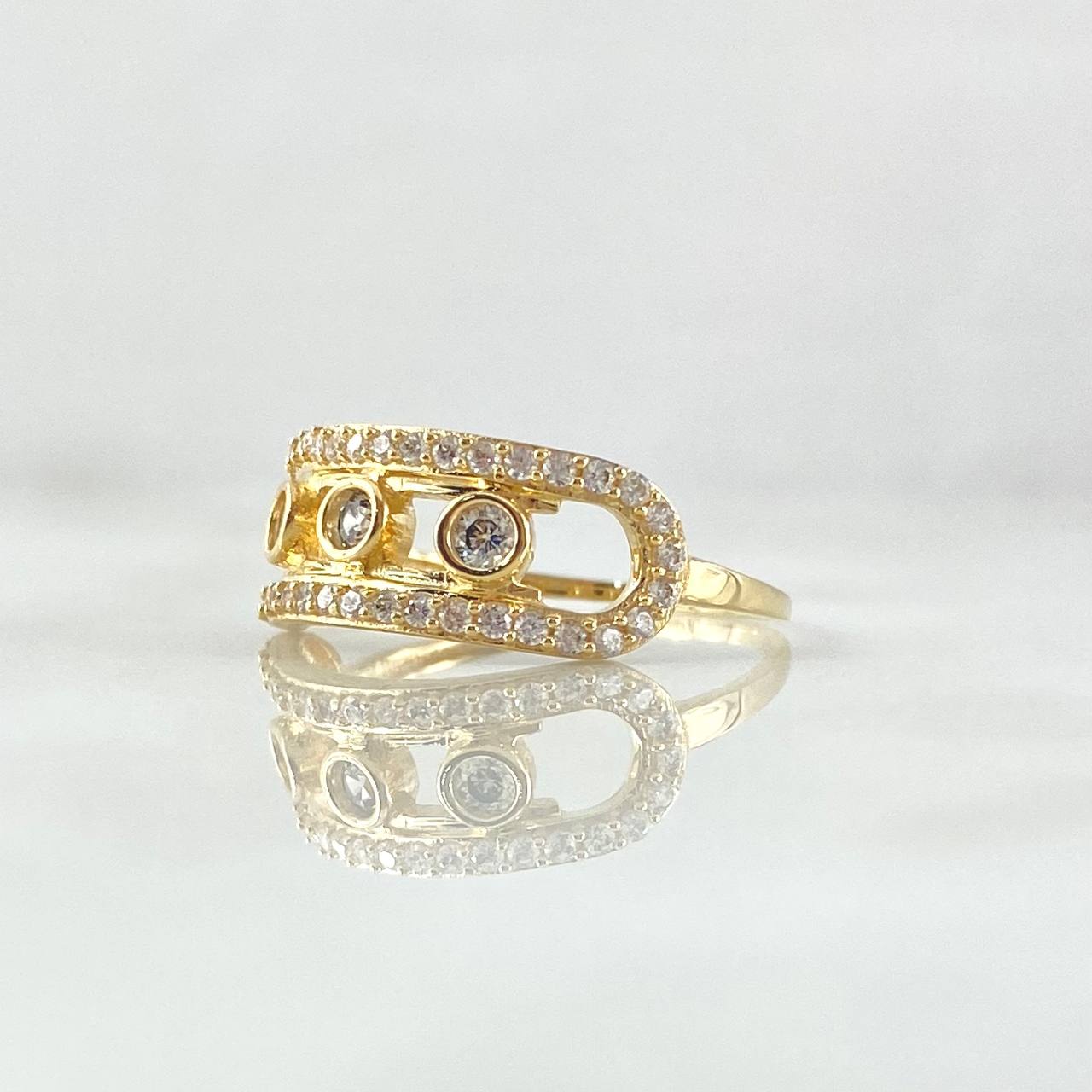Ring Track Trio of Bubbles 3gr / T7 3/4 / White Zirconia Yellow Gold 18K