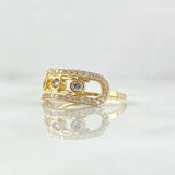 Ring Track Trio of Bubbles 3gr / T7 3/4 / White Zirconia Yellow Gold 18K