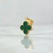 Dije Trébol VCyA 0.9gr / 2cm /  Resina Verde Borde Punteado Oro Amarillo 18K