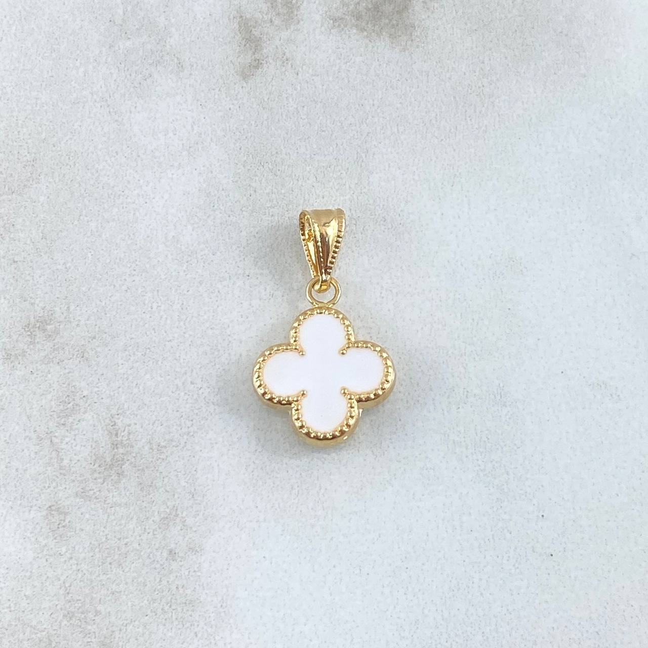 Pendant Trebol VCyA 0.95gr / 2cm / White Pearly Dotted 18K Yellow Gold ©