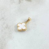 Pendant Trebol VCyA 0.95gr / 2cm / White Pearly Dotted 18K Yellow Gold ©