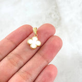 Pendant Trebol VCyA 0.95gr / 2cm / White Pearly Dotted 18K Yellow Gold ©