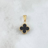 Pendant Trébol VCyA 0.95gr / 2cm / Black Resin Dotted Edge 18K Yellow Gold