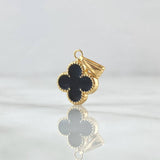 Dije Trébol VCyA 0.9gr / 2cm /Resina Negra Borde Punteado Oro Amarillo 18K