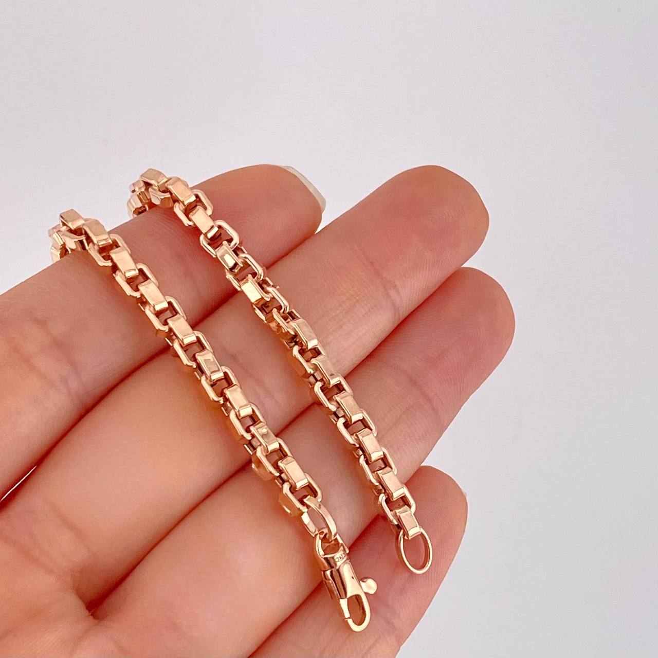 Pulso Veneciana Cuadrada 6.25g / 8 1/4 in / 4.4mm Oro Rosa 18K