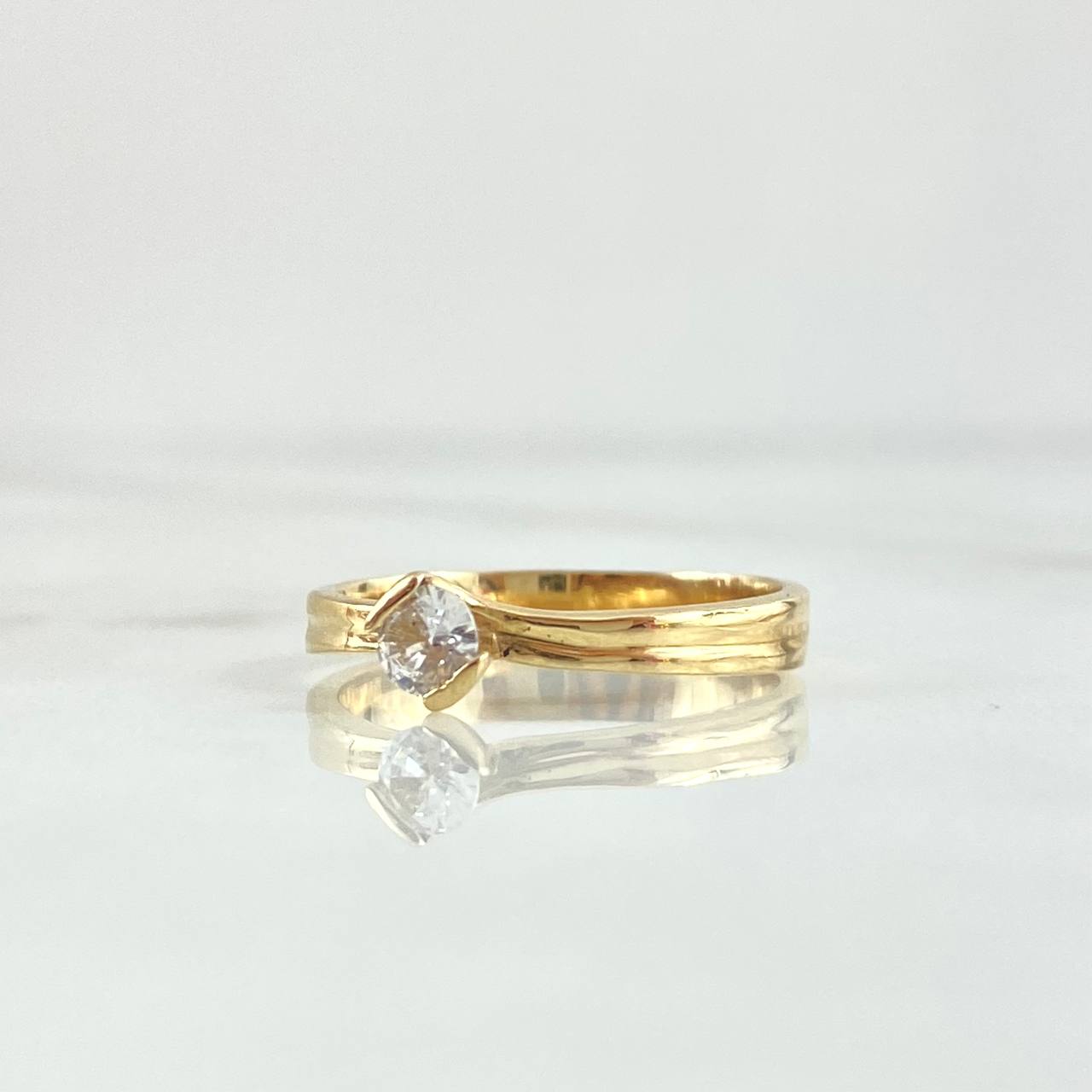 Intermediate Smooth Solitaire Ring 2.7gr / Size 6 / Central White Zircon 18K Yellow Gold ©